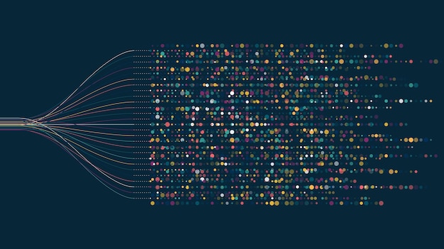 Vector big data visualization social network financial analysis of complex databases data mining vector technology background information analytics concept