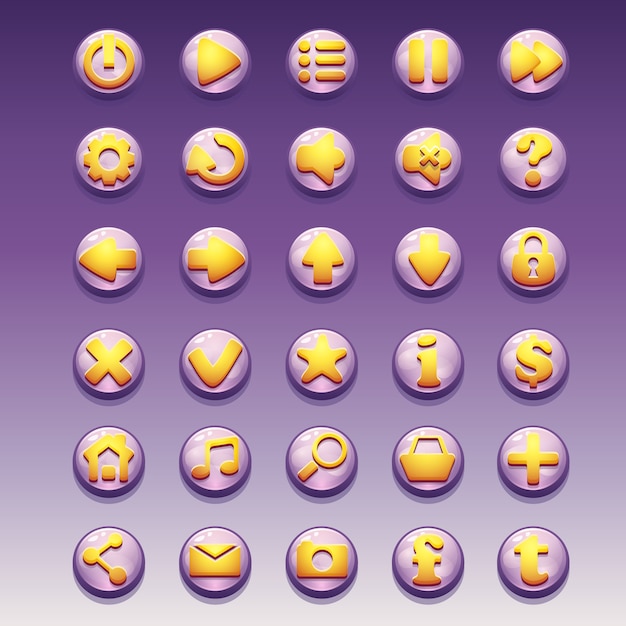 Vector big set of glamorous buttons with different images for the user interface and web design