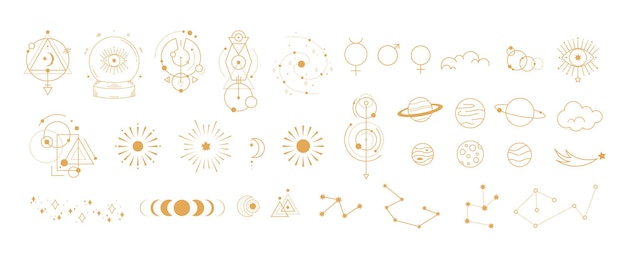 Vector big set of magic and astrological symbols