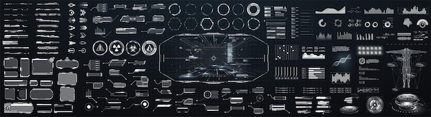 Vector big set of sci fi modern user interface elements futuristic abstract hud frame screen button load