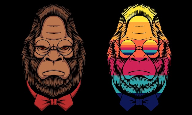 Vector bigfoot hipster wearing a bow tie vector illustration