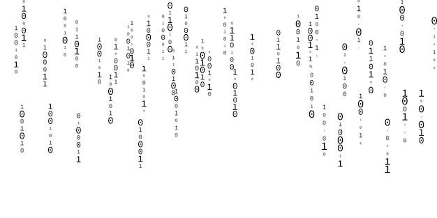 Vector binary code background with falling zeros and ones digital data programming technology concept