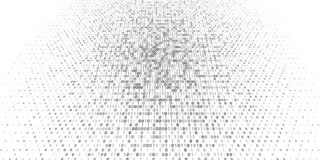 Vector binary code gradient background with abstract 3d perspective matrix with zero and one number element