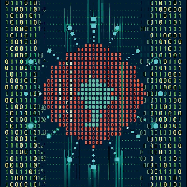 Vector binary code pattern digital technology background abstract matrix programming computer code