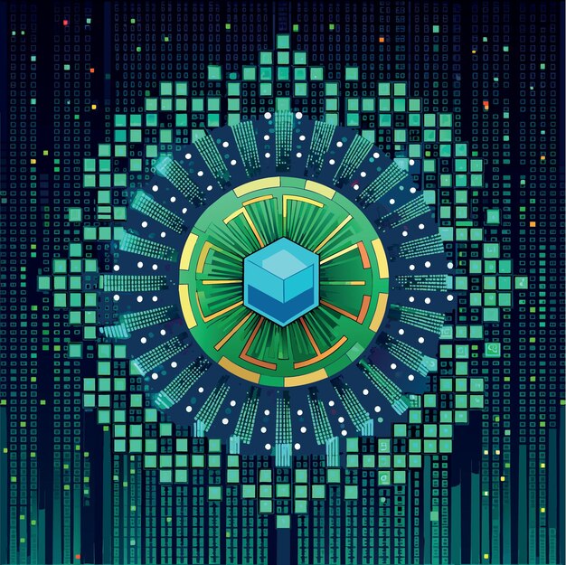 Vector binary code pattern digital technology background abstract matrix programming computer code