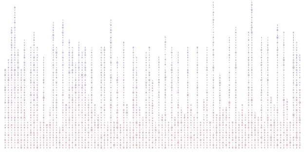 Vector binary code zero one abstract matrix white background with binary computer code