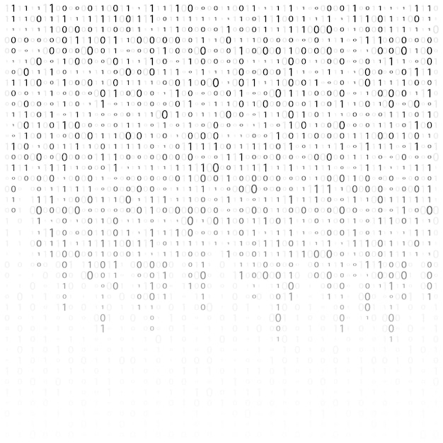 Vector binary code zero one matrix white background abstract matrix background binary computer code