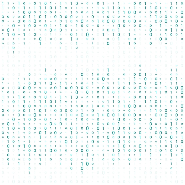 Vector binary code zero one matrix white background abstract matrix background binary computer code