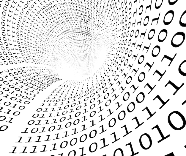 Vector binary language background.3d illustration background with binary code isolated in white.