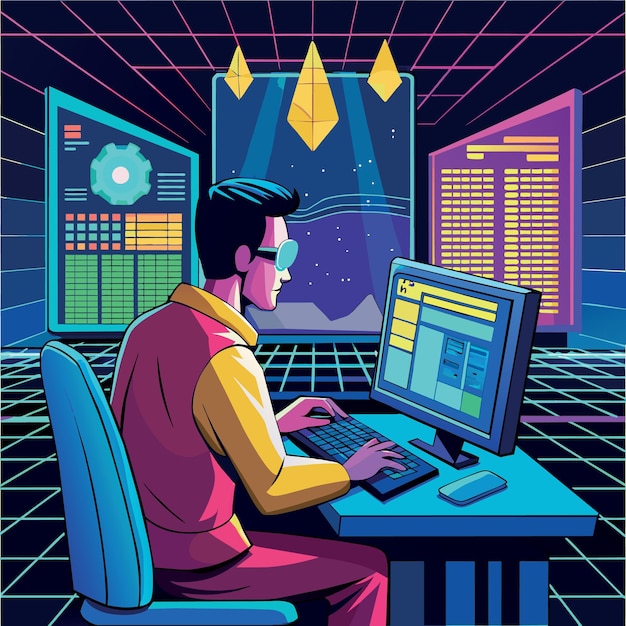 Vector binary programming coding cyber matrix background