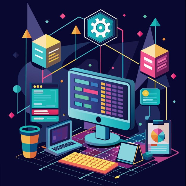 Vector binary programming coding cyber matrix background