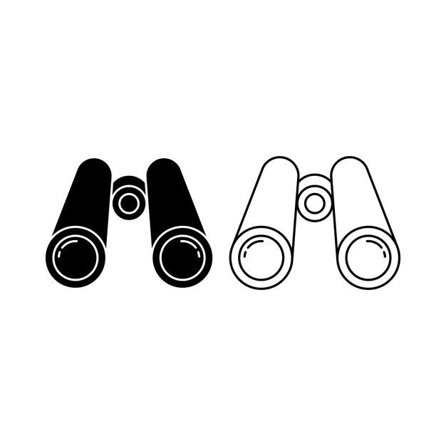 Vector binoculars icon for observation and exploration