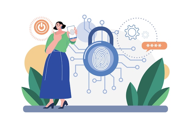 Vector biometric security illustration concept