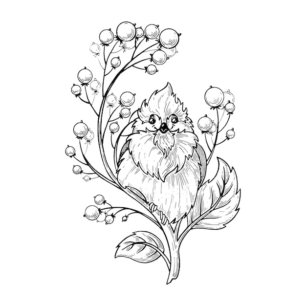 Vector a bird is sitting on a branch.