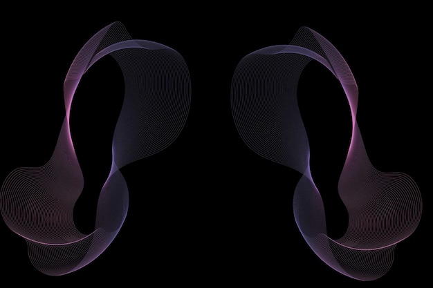 Vector black background with abstract wavy forms