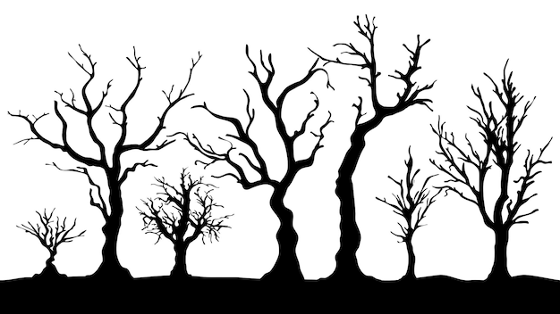 Vector black branch tree vector silhouette of a bare tree silhouette of dead tree vector illustration