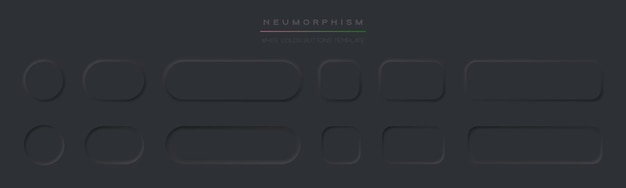 Vector black button neumorphism design elements vector set round and square buttons for app ui web design