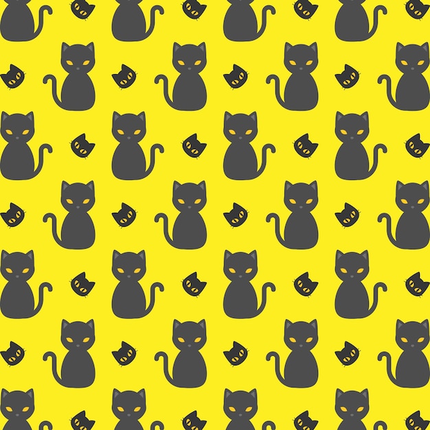 Vector black cat vector design beautiful repeating pattern illustration background