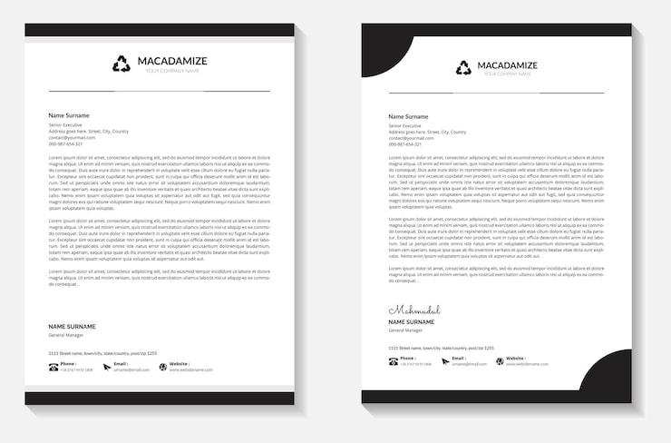 Vector black creative and clean letterhead business with corporate modern letterhead design template