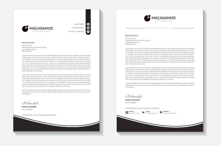 Vector black creative and clean letterhead business with corporate modern letterhead design template