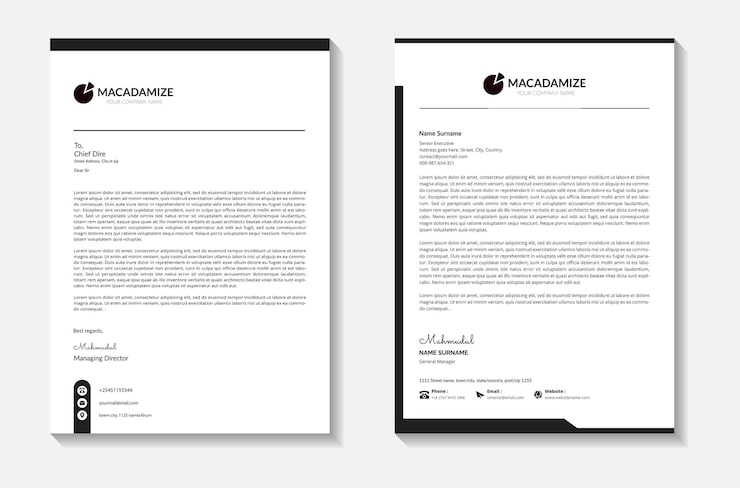 Vector black creative and clean letterhead business with corporate modern letterhead design template