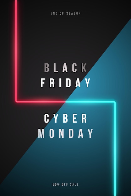 Vector black friday and cyber monday vertical banner