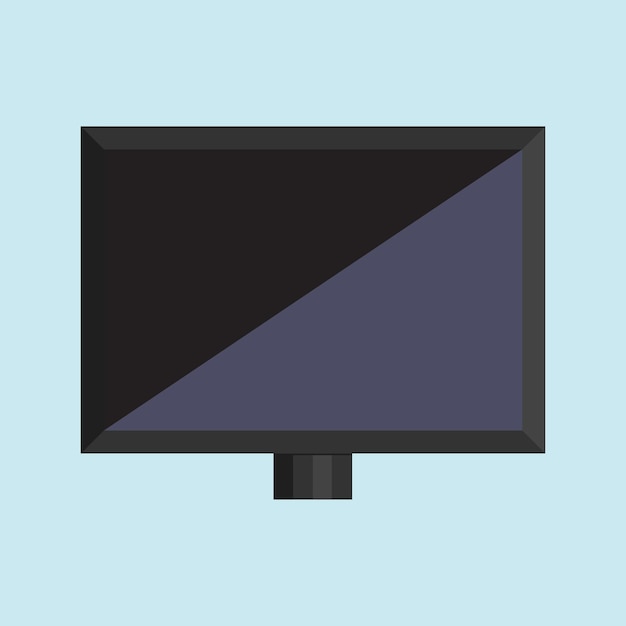 Vector black and grey computer monitor in simple geometric flat style vector