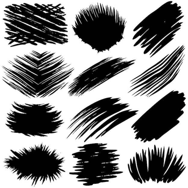 Vector black hand draw brush stroke white background eps file