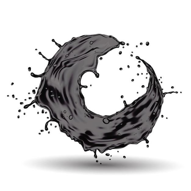 Vector black ink splash water