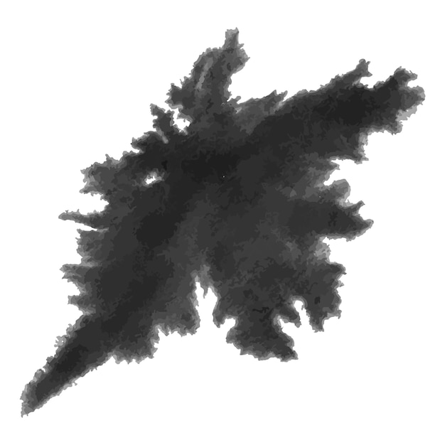 Vector black ink textured stain isolated on white a background