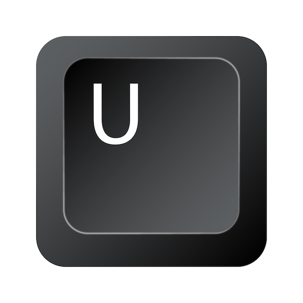 Vector black keyboard key letter u