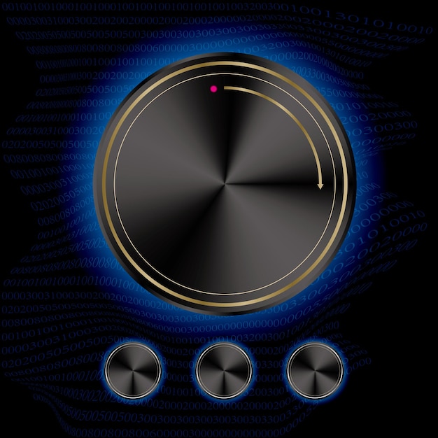 Vector black knob design. the background is black.