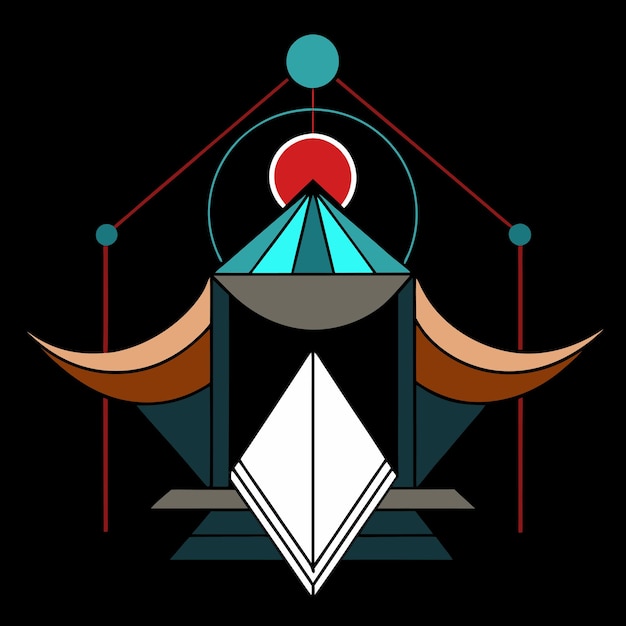 Vector a black and red picture of a shield with a blue and red design