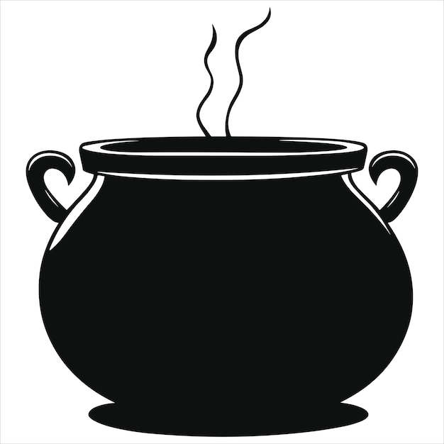 Vector a black silhouette cauldron on a white background