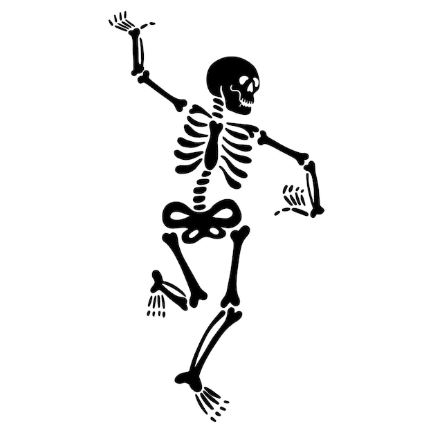 Vector a black skeleton is dancing a dance vector illustration