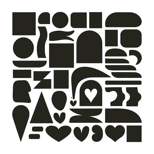 Vector black wavy liquid blobs amorphous random irregular blobs black blotch irregular form vector