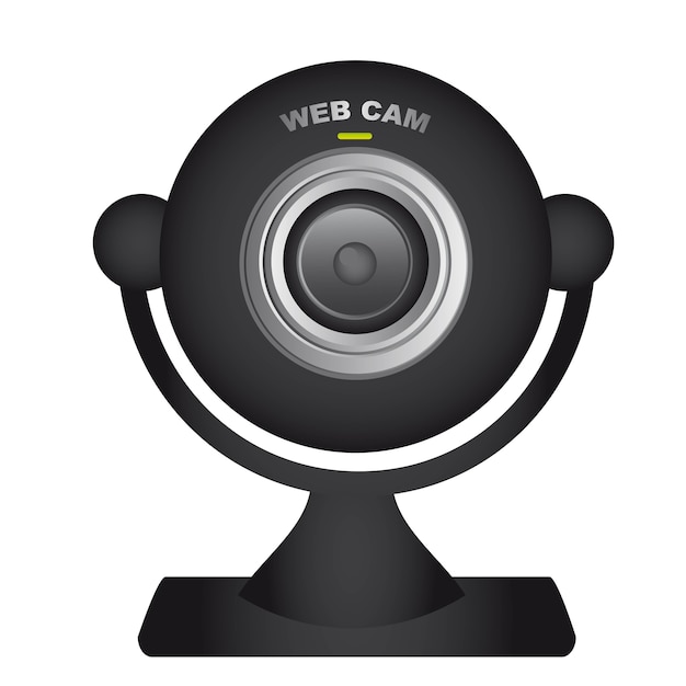Vector black web cam over white background vector
