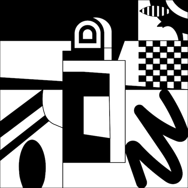 Vector black and white abstract shape pattern