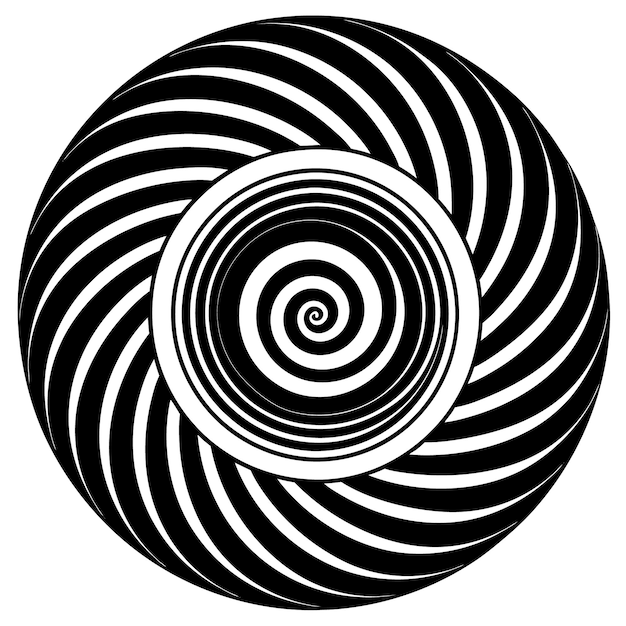 Vector a black and white circle with spirals in the center