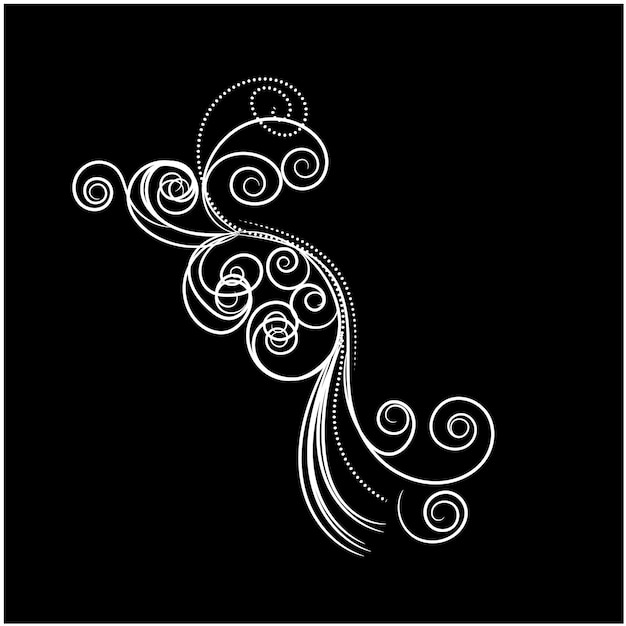 Vector a black and white drawing of a snake with a white swirl
