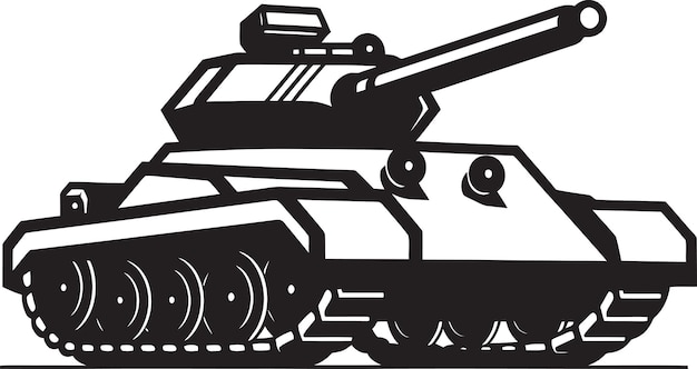 Vector a black and white drawing of a tank with a black background