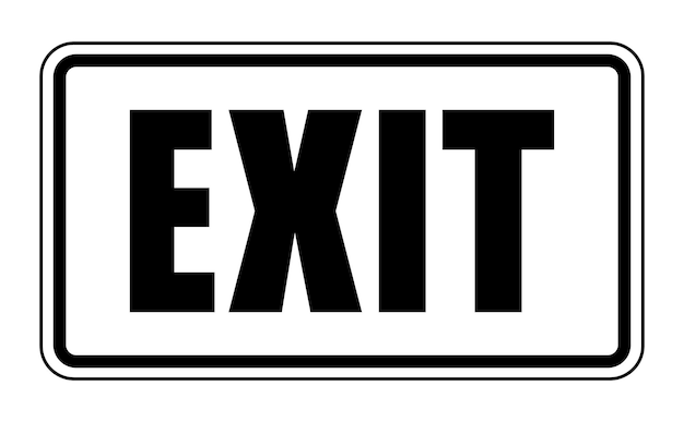 Vector black and white exit sign board emergency doorway sticker