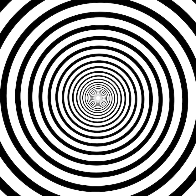 Vector black and white hypnotic optical illusion spiral background.