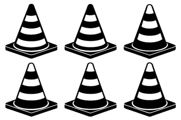 Vector a black and white image of a traffic cone with a white background