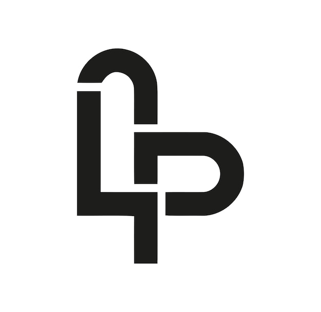 Vector a black and white letter p that is on a white background