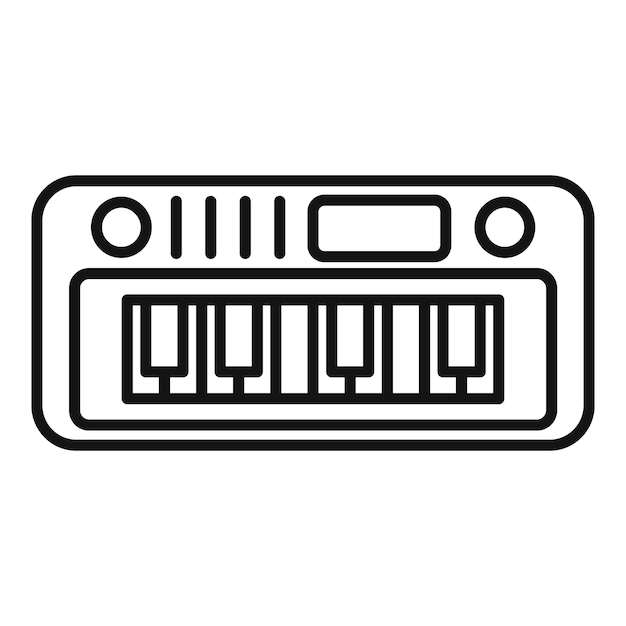 Vector black and white line icon of synthesizer keyboard