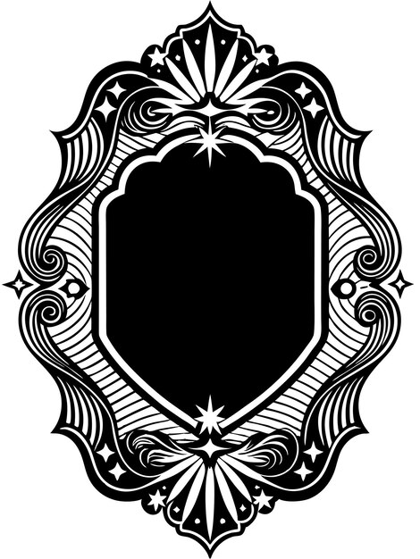 Vector a black and white photo of a shield with a design on it