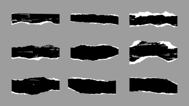 Vector black amp white ripped paper pieces