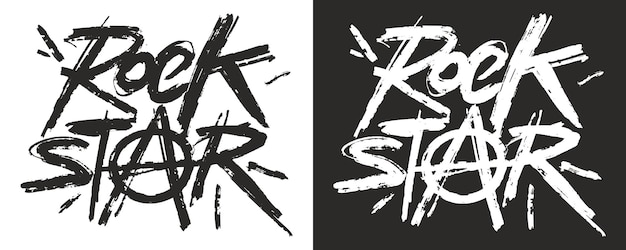 Vector black and white rock star logo design