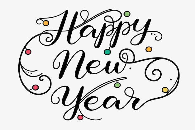 Vector a black and white sign that says happy new year